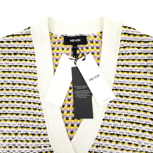 ME+EM Summer Jacquard 3/4 Sleeve Jacket in Cream Multi S - Picture 5 of 10